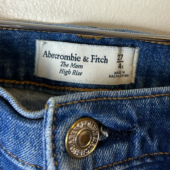 Abercrombie & Fitch High Rise Mom Jeans Distressed Dark‎ Destroy Size 27 - Picture 6 of 7